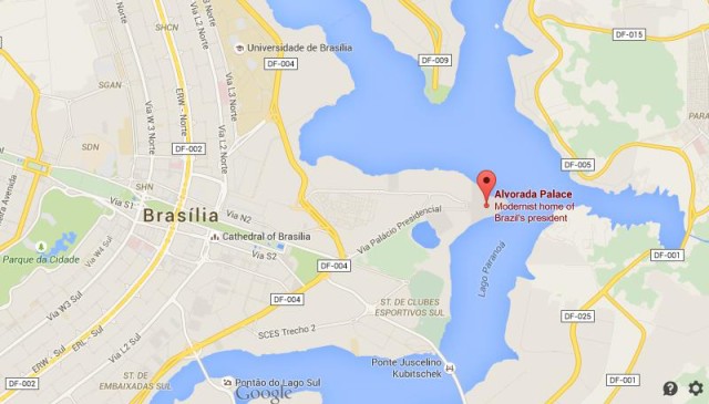 location Alvorada Palace map Brasilia