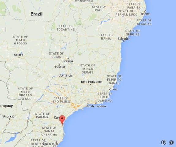 location Joinville on map Brazil