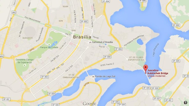 location Juscelino Kubitschek Bridge on map Brasilia