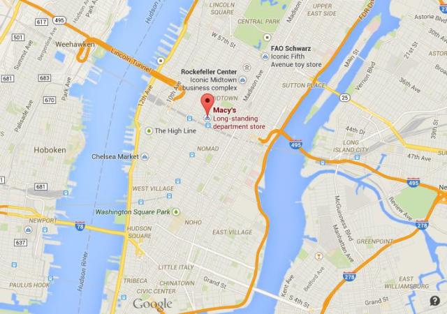 location Macy's on map of Manhattan
