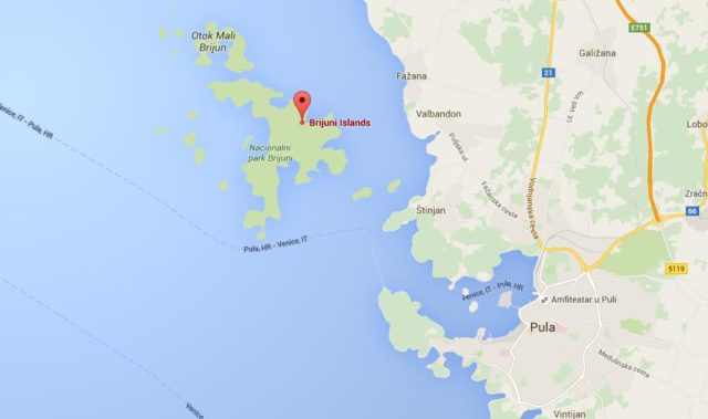 Location Brijuni Islands on map Pula