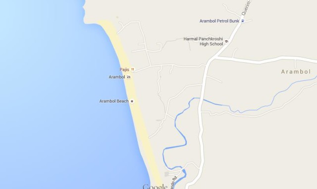 Map of Arambol Beach Goa