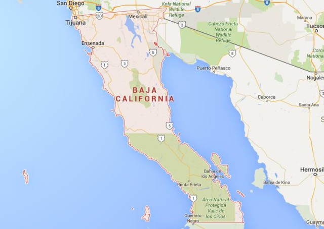Map of Baja California Mexico