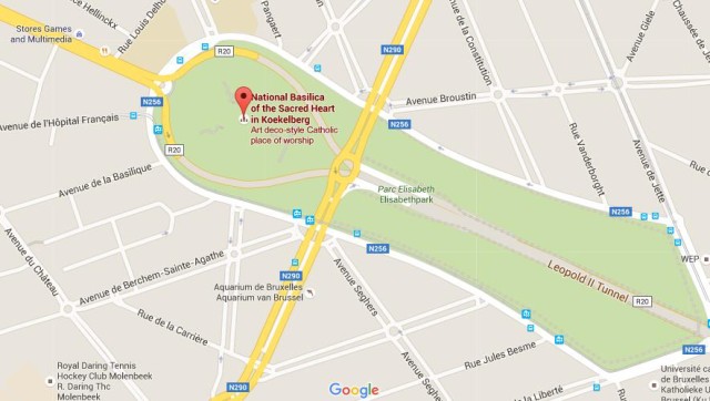 Map of Basilica of Sacred Heart Brussels