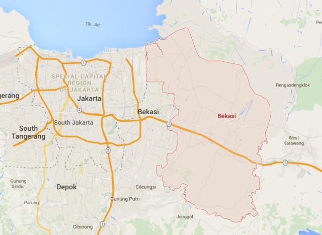 Map of Bekasi Indonesia