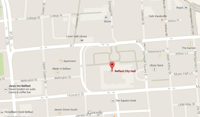 Map of Belfast City Hall Northern Ireland
