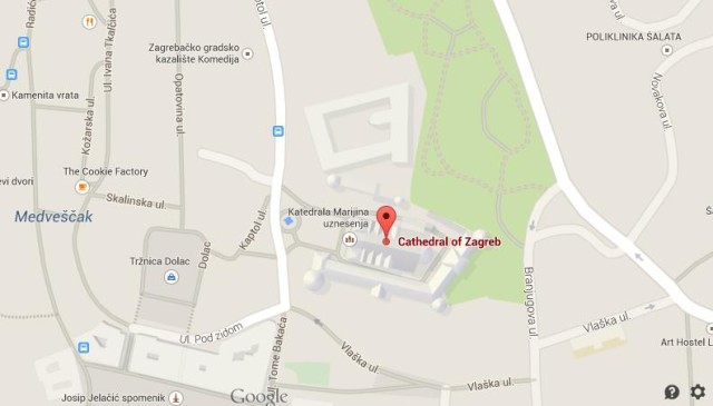 Map of Cathedral of Zagreb Croatia