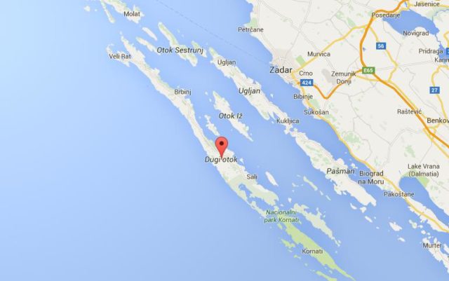 Map of Dugi Otok Croatia