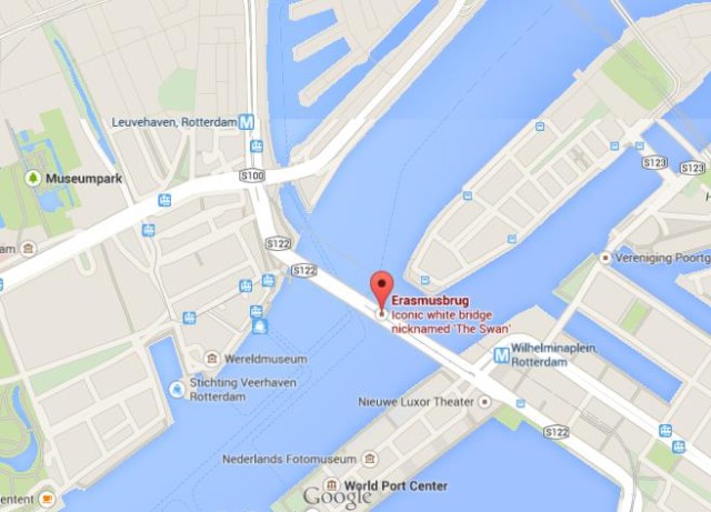 Map of Erasmus Bridge Rotterdam