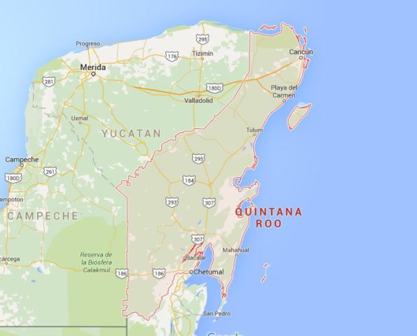 Map of Quintana Roo Mexico