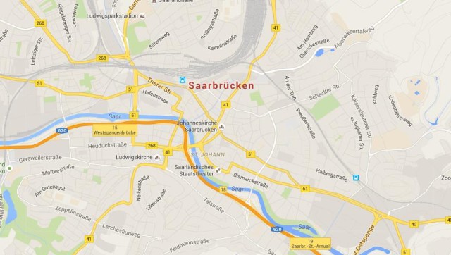 Map of Saarbrucken Germany