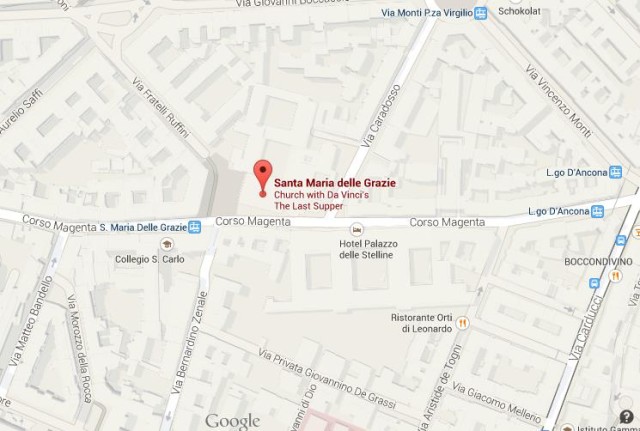 Map of Santa Maria della Grazie Milan