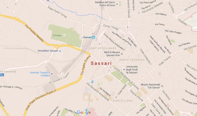Map of Sassari Italy