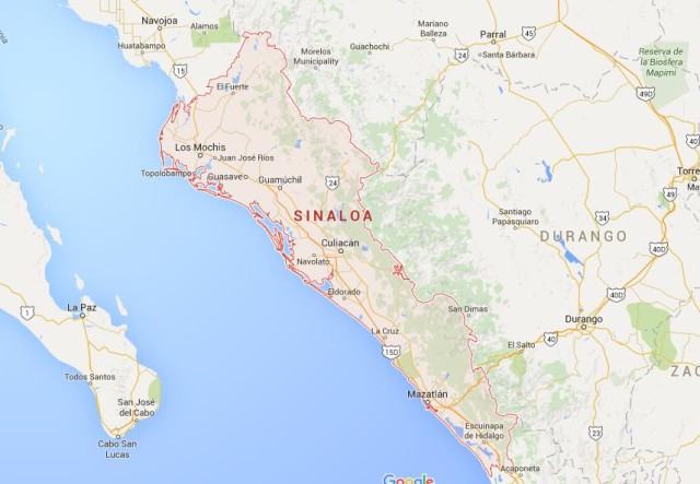 Map of Sinaloa Mexico