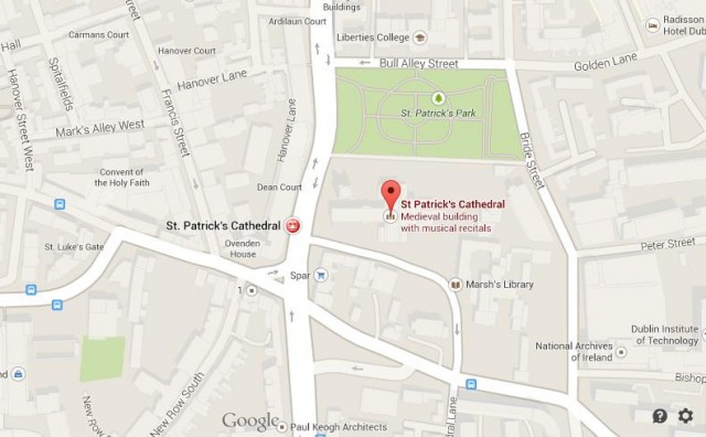 St Patrick's Cathedral Dublin map