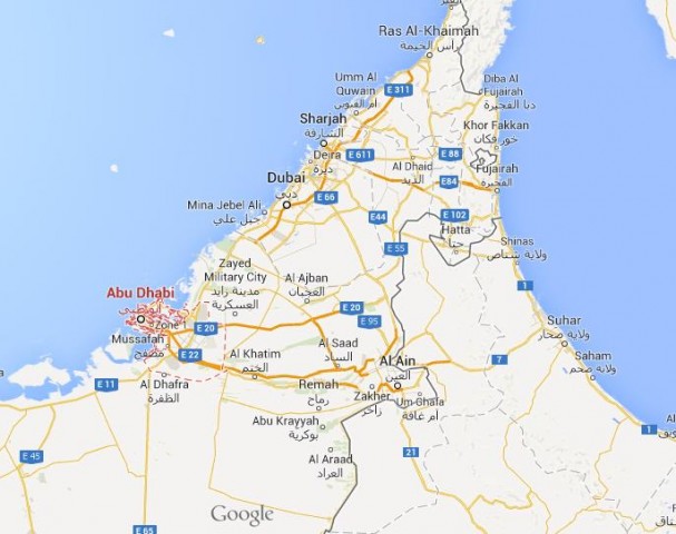location Abu Dhabi map United Arab Emirates