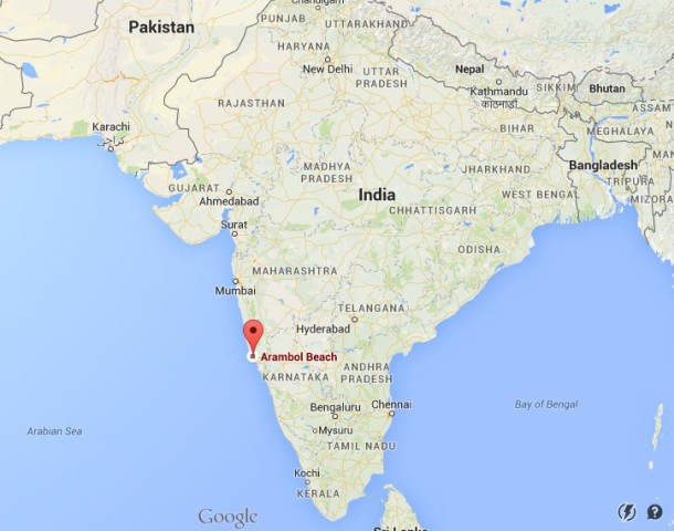location Arambol Beach on map India