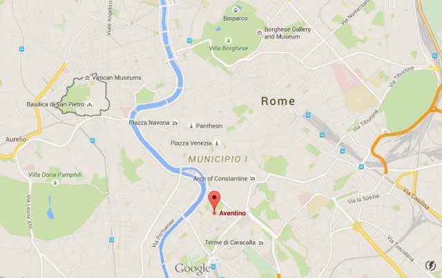 location Aventino on map Rome