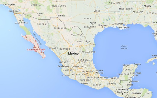 location Baja California Sur on map Mexico
