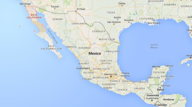 location Baja California on map Mexico