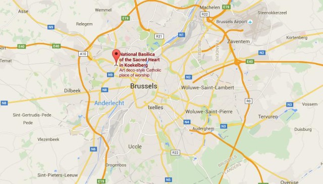 location Basilica of Sacred Heart on map Brussels