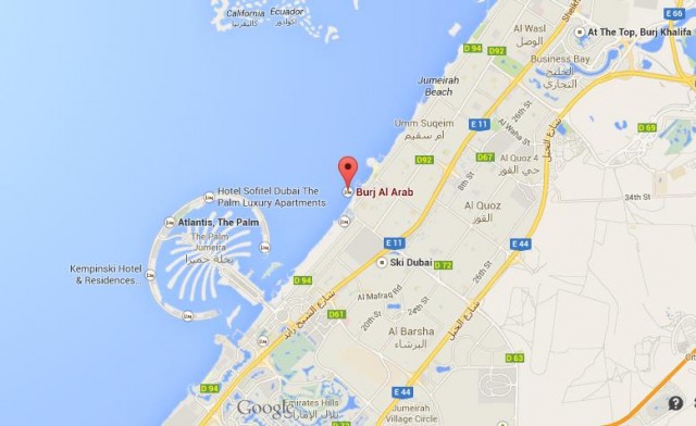 Location Burj al Arab map Dubai