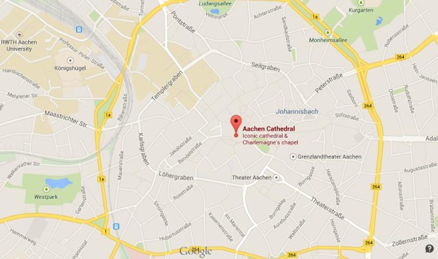 location Cathedral on map of Aachen