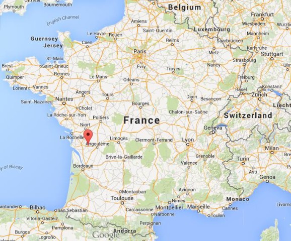 location Cognac on map France