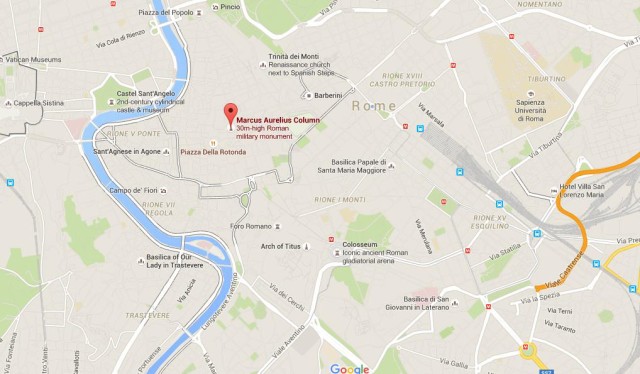 location Colonna Marco Aurelio on map Rome