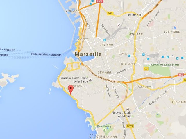 location Corniche on map Marseille