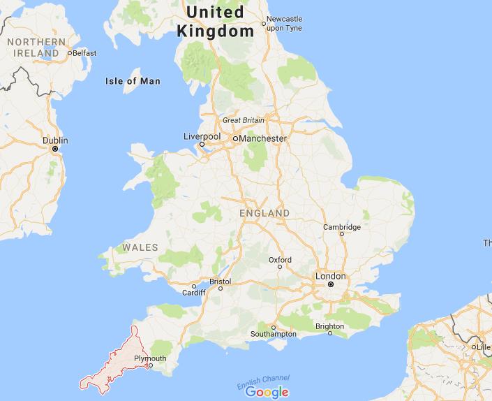 Where Is Cornwall On Map England