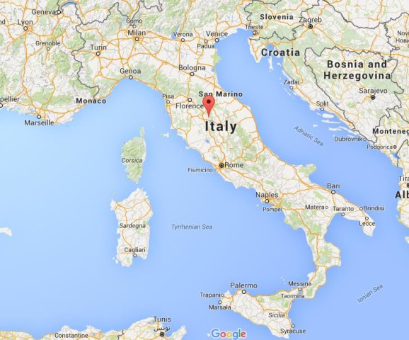 location Cortona on map Italy