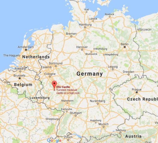 Location Eltz Castle on map Germany