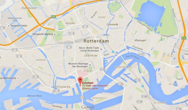 location Euromast on map Rotterdam