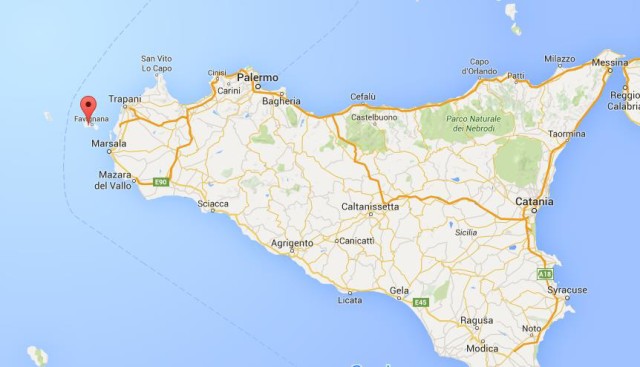 Location Favignana on map Sicily