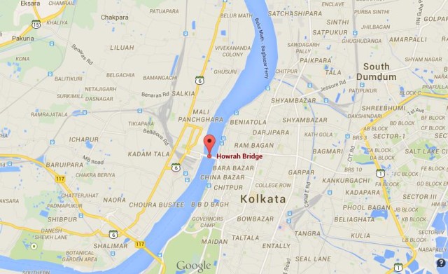 location Howrah Bridge on map of Mumbai
