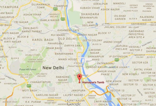location Humayun's Tomb map Delhi