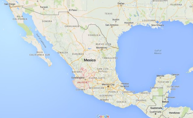 Location Jalisco on map Mexico