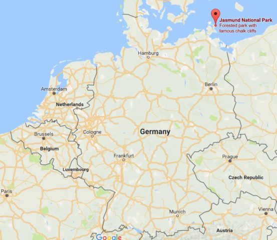 Location Jasmund National Park on map Germany