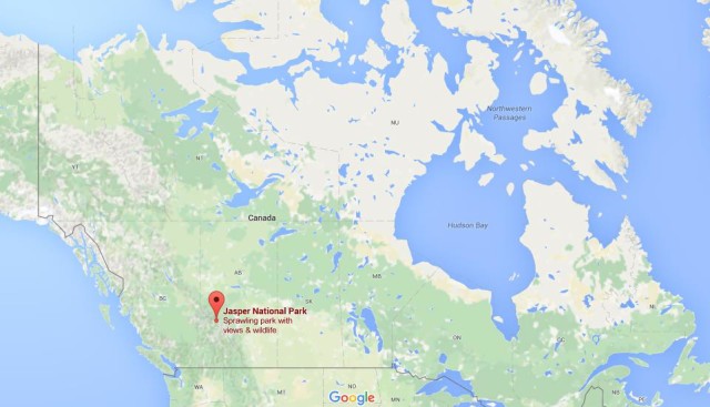 location Jasper National Park on map Canada