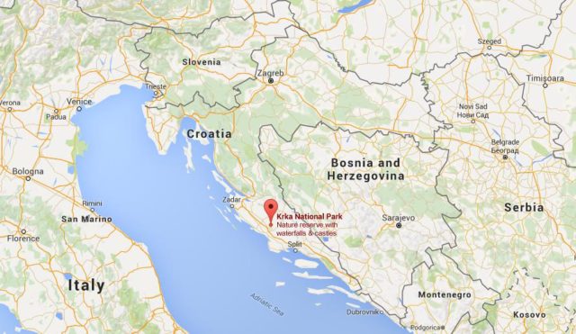 Location Krka National Park on map Croatia