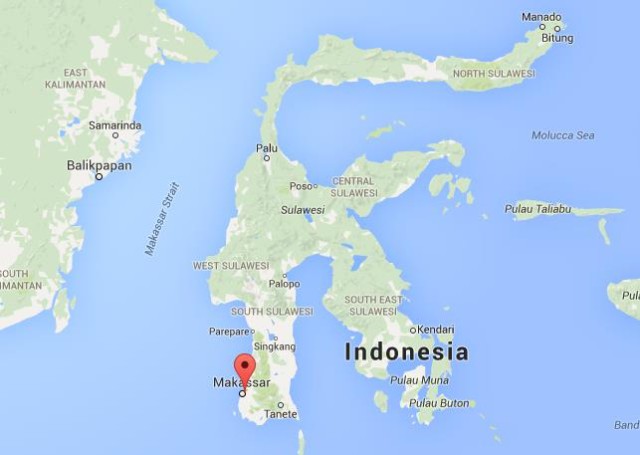location Makassar on map Sulawesi