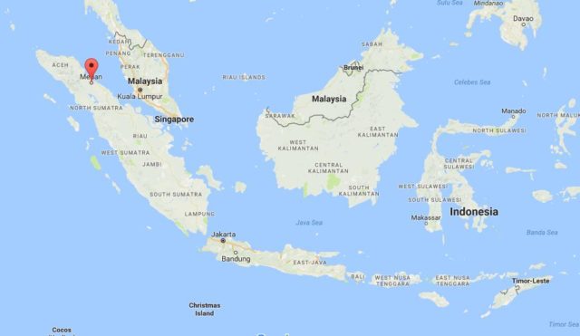 Location Medan on map Indonesia