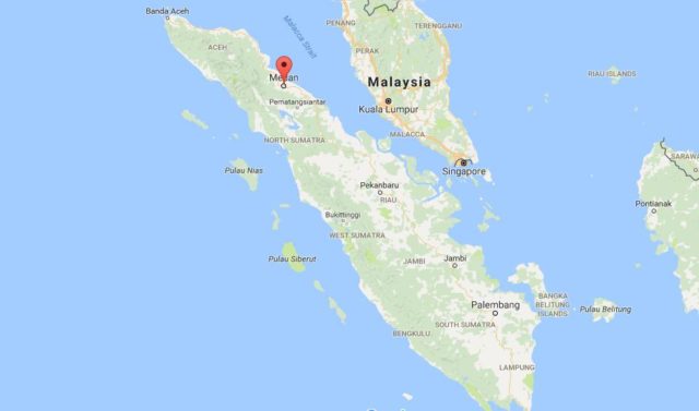 Location Medan on map Sumatra