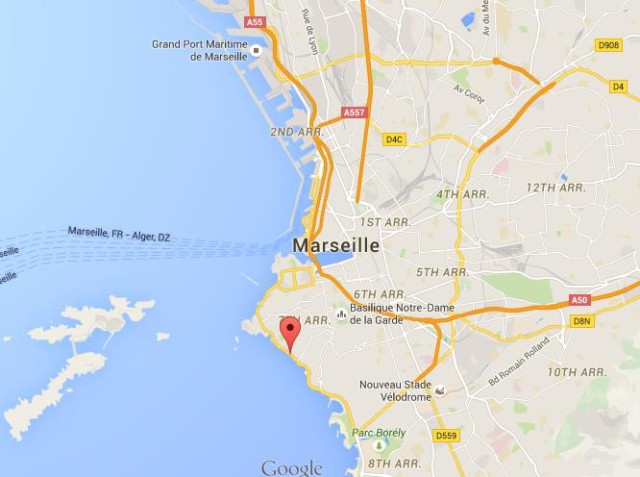 location Notre Dame de la Garde on map Marseille