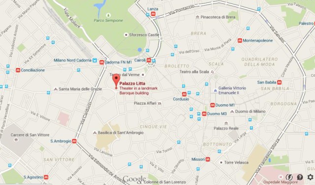 location Palazzo Litta on map of Milan