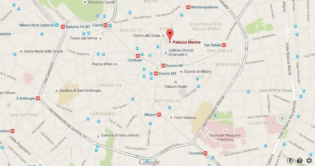 location Palazzo Marino on map Milan