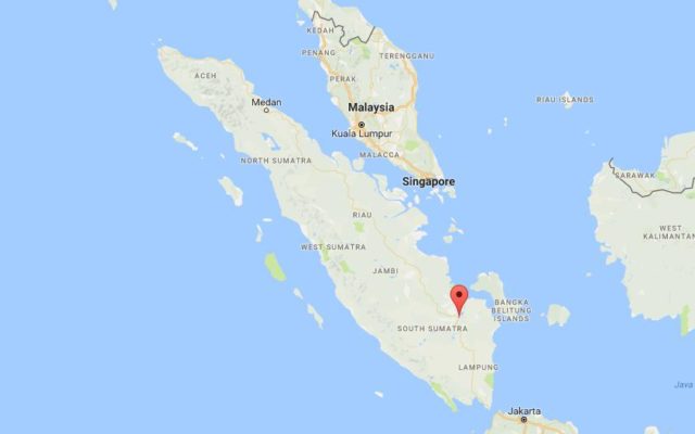 Location Palembang on map Sumatra