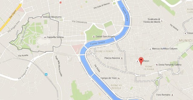 location Piazza Minerva on map Rome