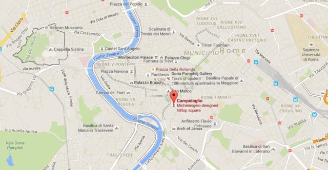 location Piazza del Campidoglio on map Rome